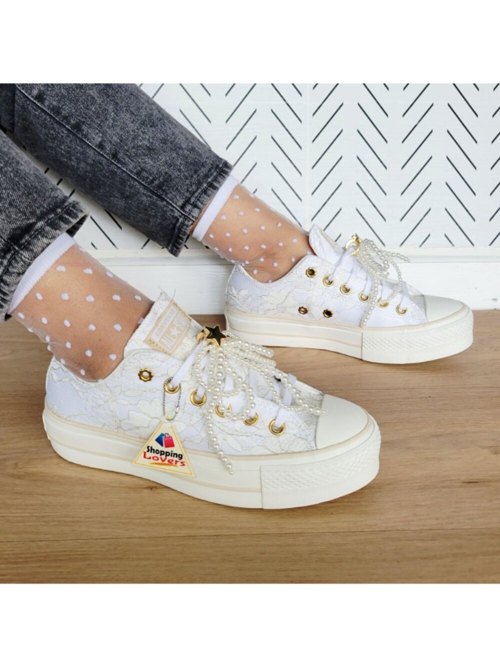 Converse Chuck Taylor Platform Pearls Lace 8.5 Women Shoes Party Sneaker A15197C - Picture 2 of 16